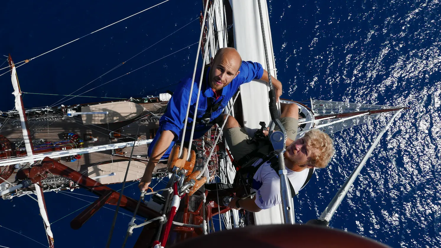 Traditional tall ship rigging work